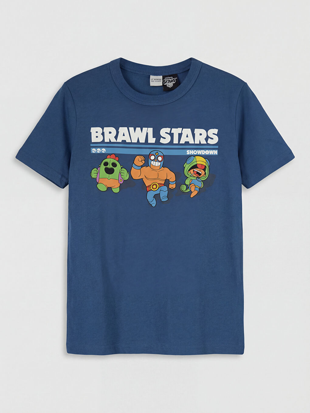 Lacivert Bisiklet Yaka Brawl Stars Baskılı Erkek Çocuk Tişört