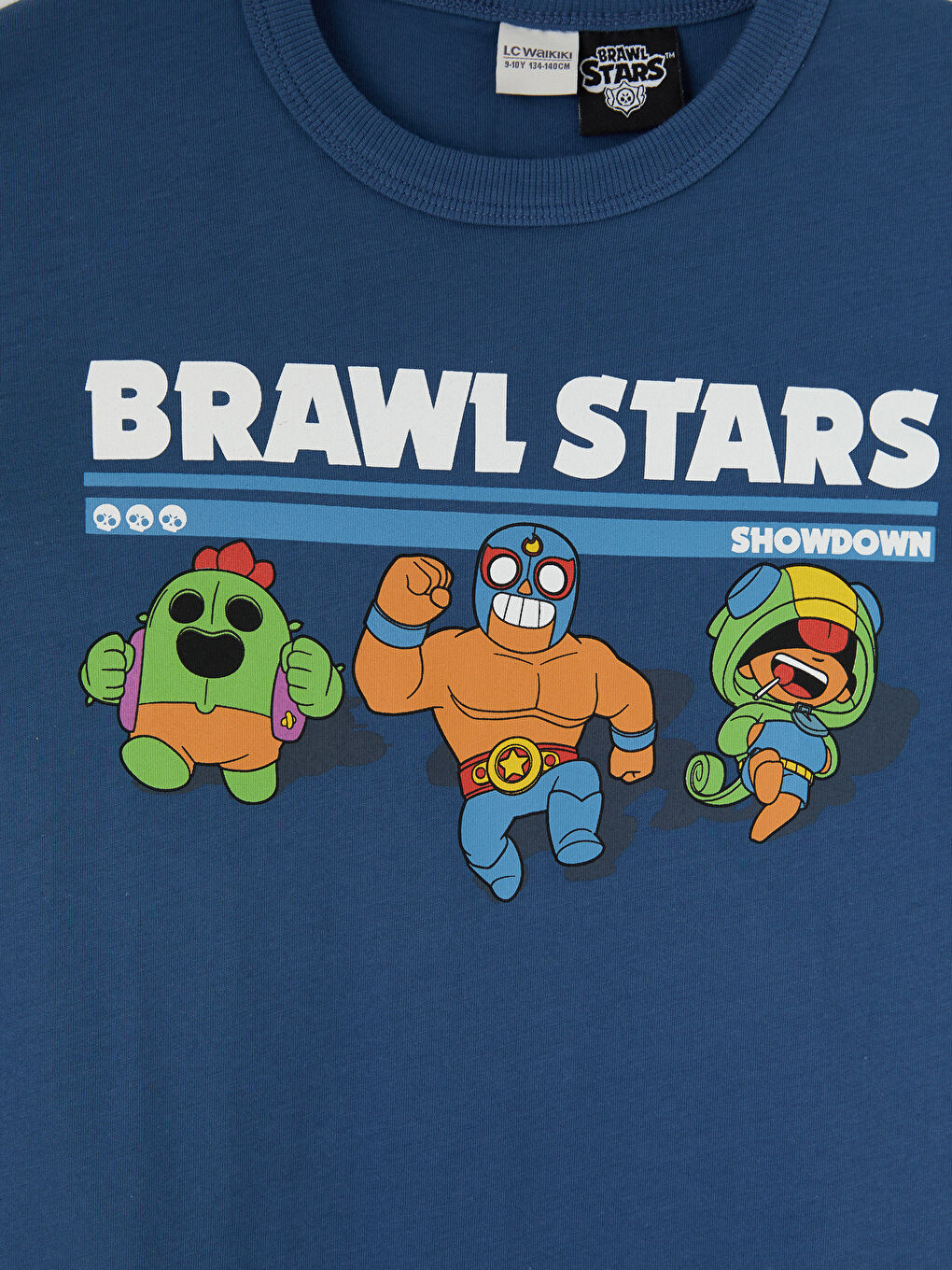 Lacivert Bisiklet Yaka Brawl Stars Baskılı Erkek Çocuk Tişört-2