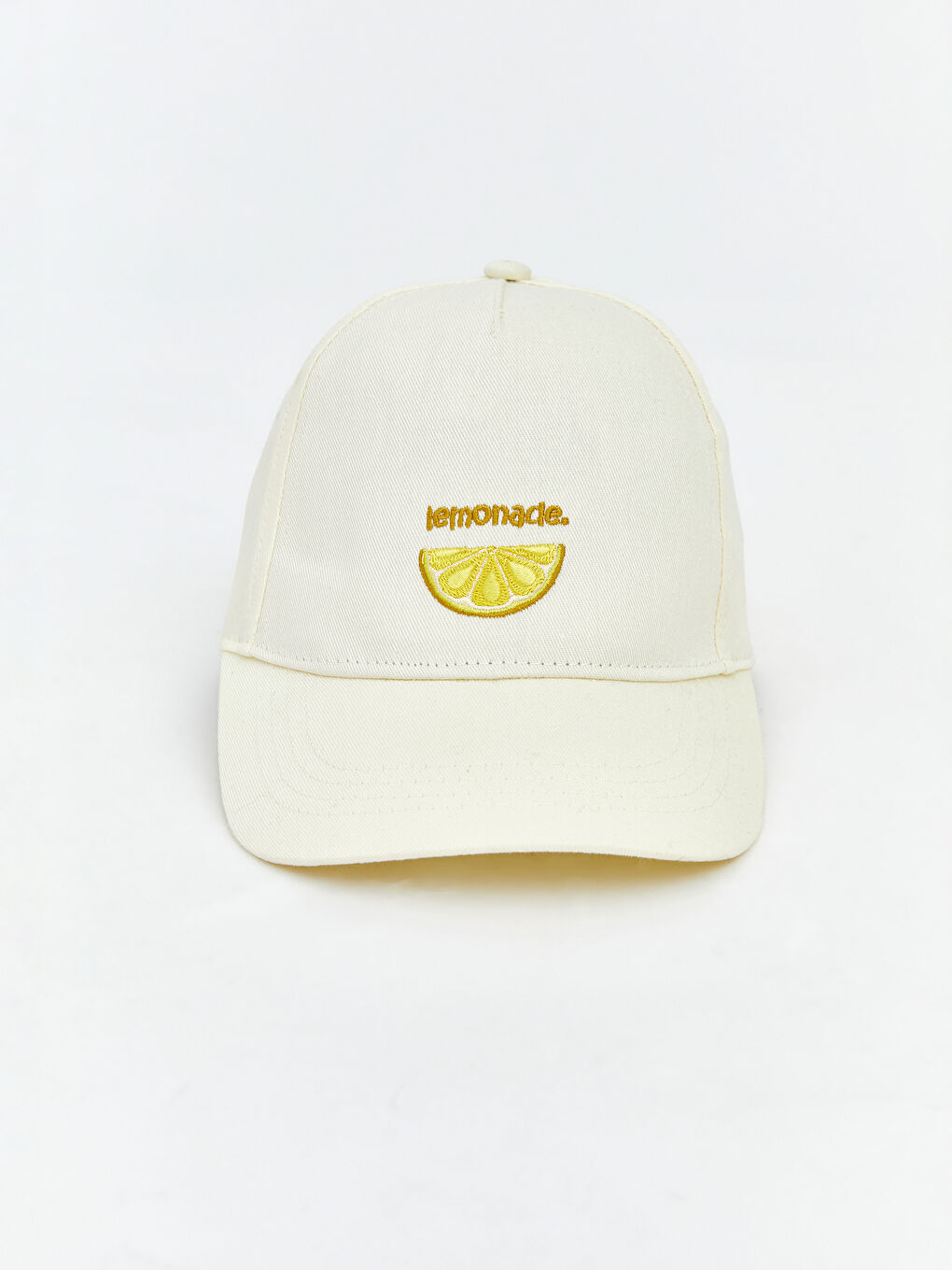 Ekru Nakışlı Kız Çocuk Kep Şapka 