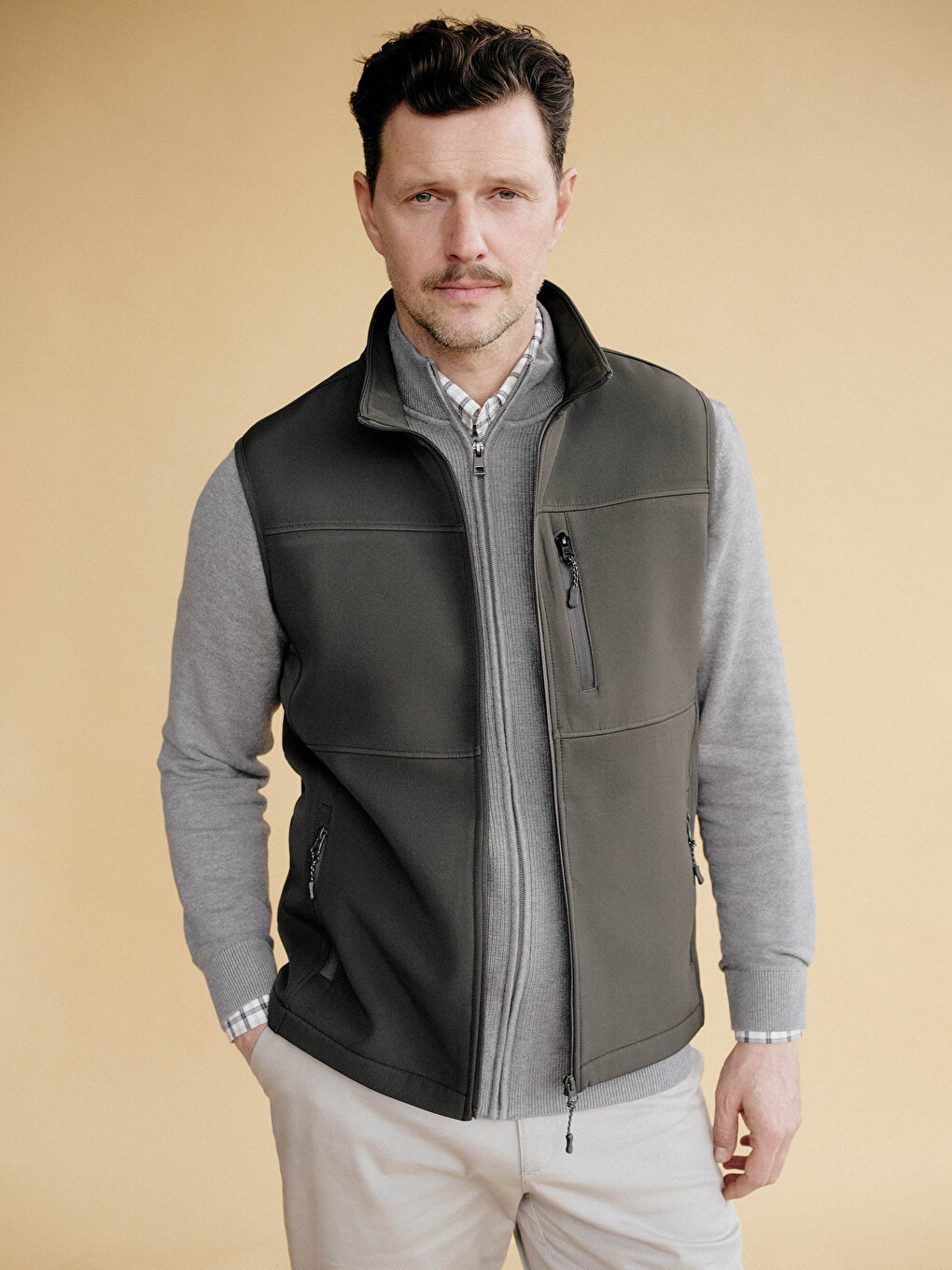 Men's Vest With Stand Collar In A Regular Fit