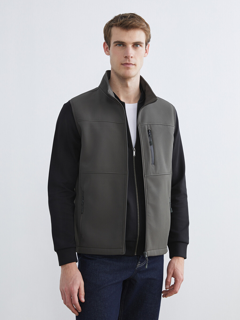 Men's Vest With Stand Collar In A Regular Fit-1
