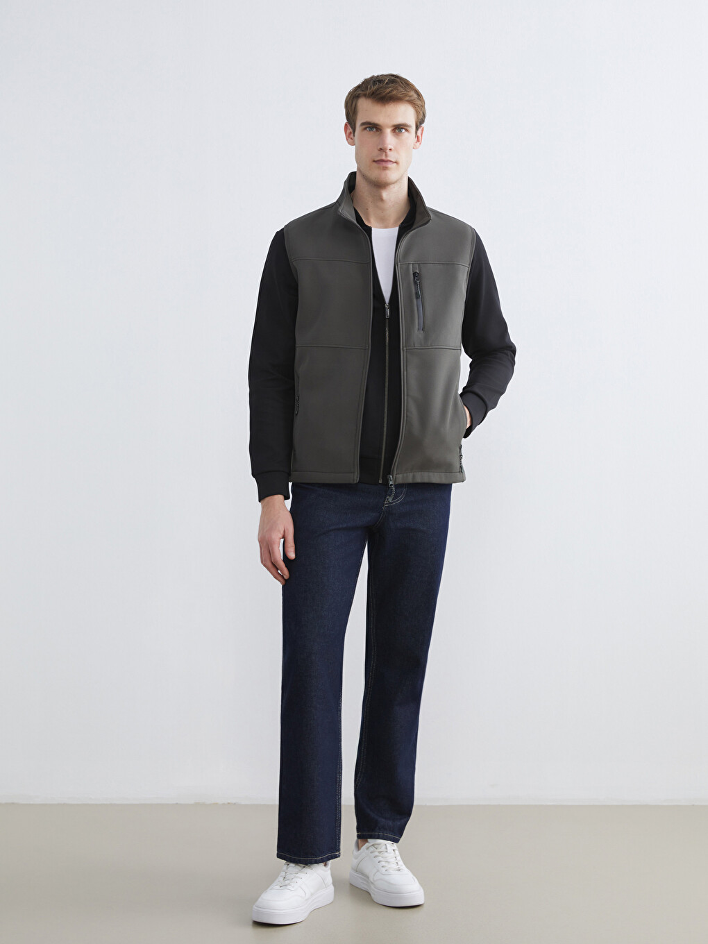 Men's Vest With Stand Collar In A Regular Fit-2