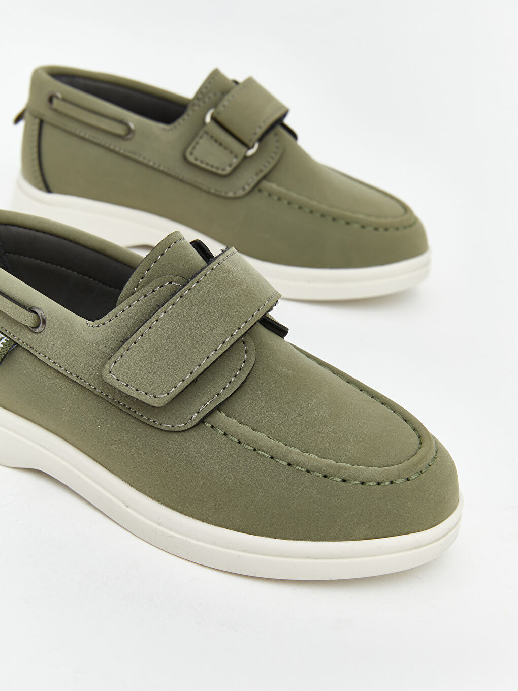 Haki Deri Görünümlü Erkek Çocuk Klasik Ayakkabı	-1