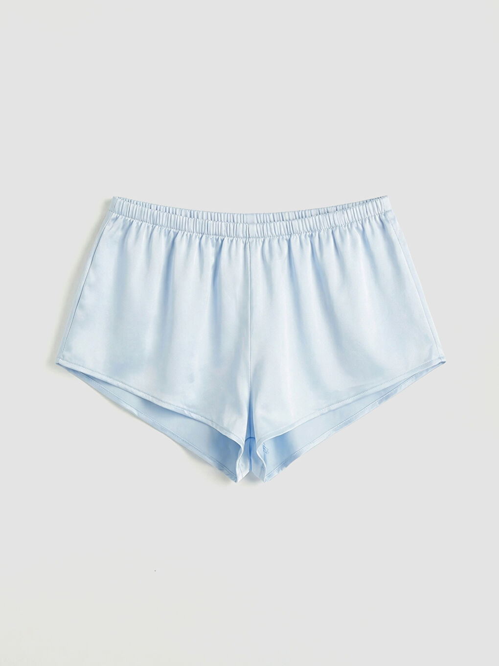 Mavi Dantel Detaylı Saten Kadın Şortlu Pijama Takımı-3