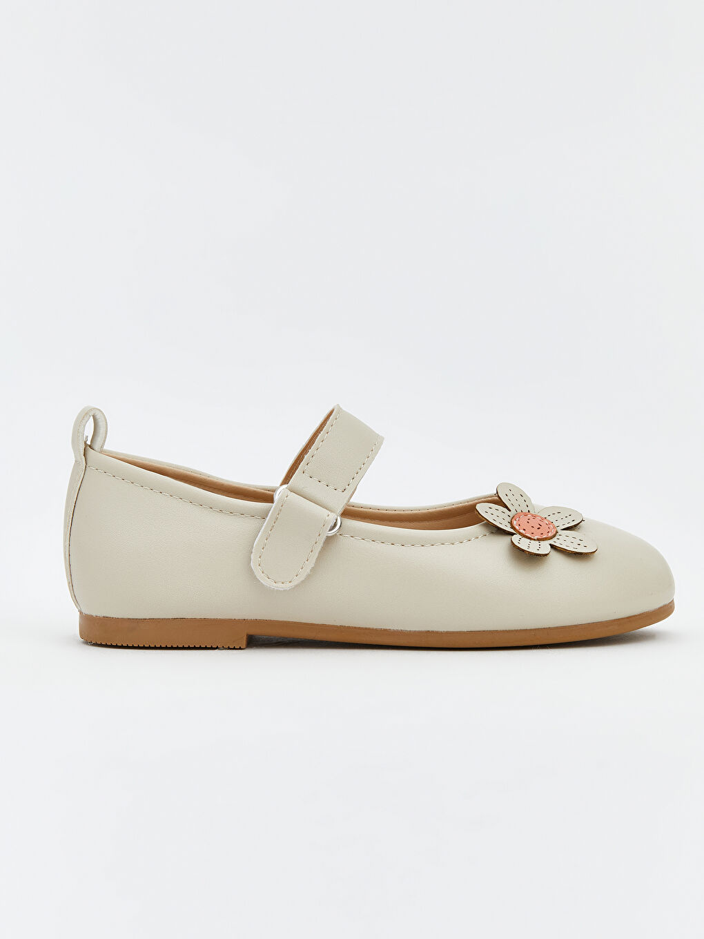 Bej Çiçek Detaylı Kız Bebek Babet-1