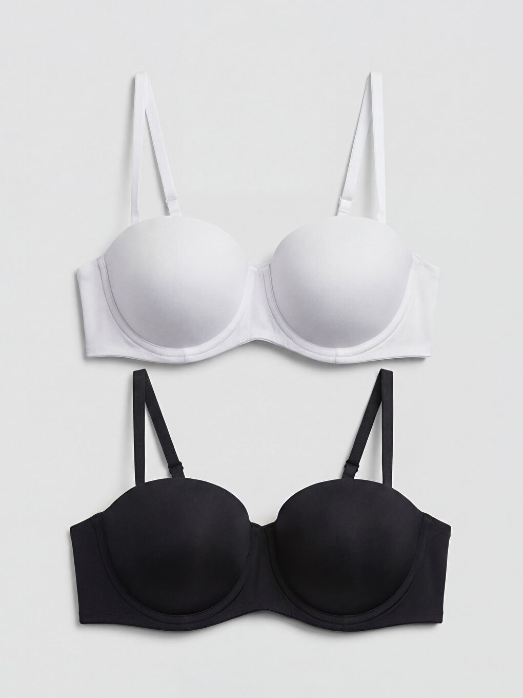 Siyah Balenli Yarım Dolgulu Straplez Sütyen 2'li