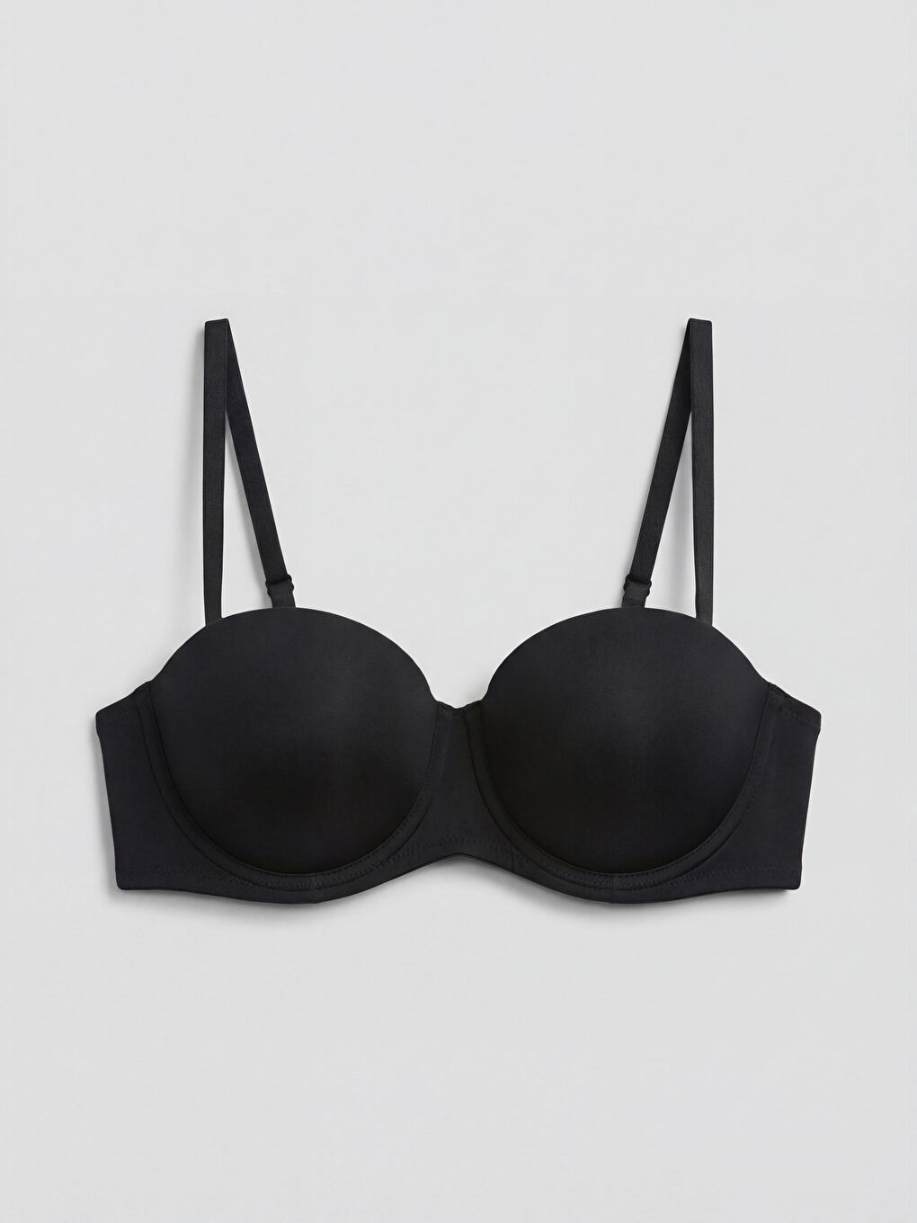 Siyah Balenli Yarım Dolgulu Straplez Sütyen 2'li-3