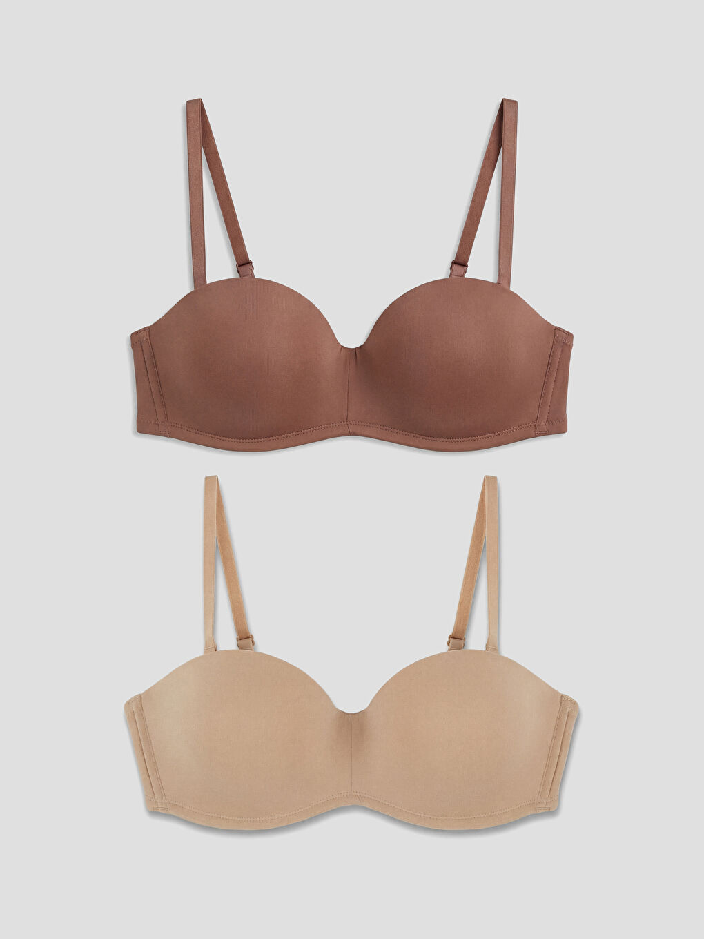 Pembe Balenli Dolgusuz Straplez Sütyen 2'li