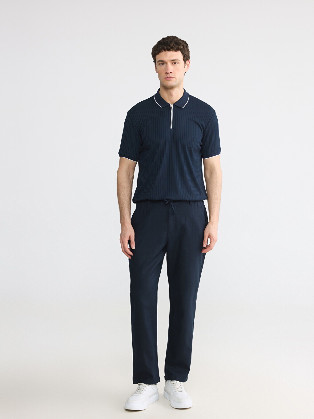 Polo Collar Striped Men's T-Shirt-1
