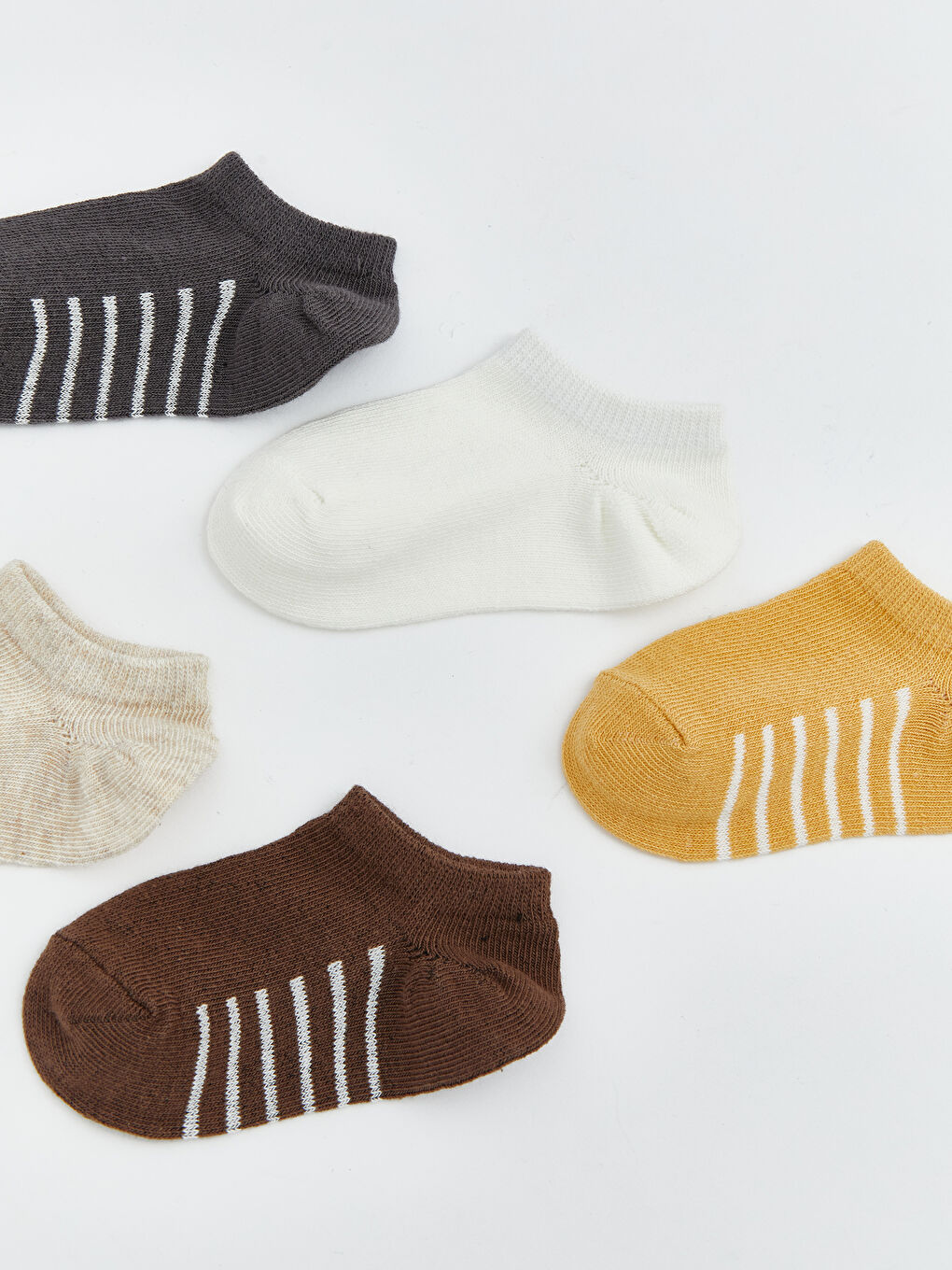 Gri Erkek Bebek Desenli Patik Çorap 5'li-1