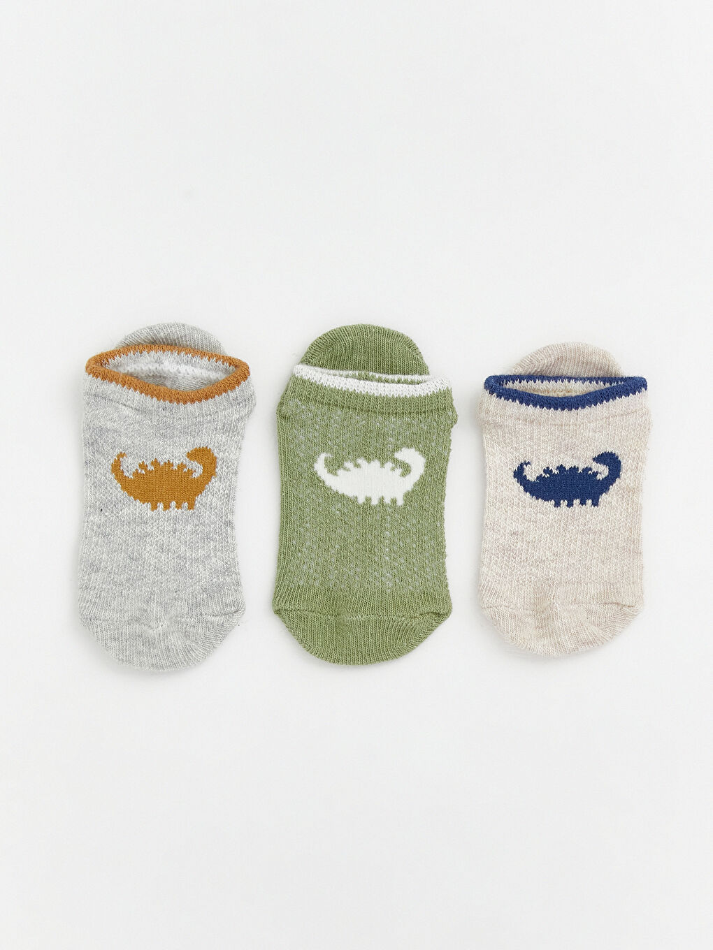 Gri Baskılı Erkek Bebek Patik Çorap 5'li-1