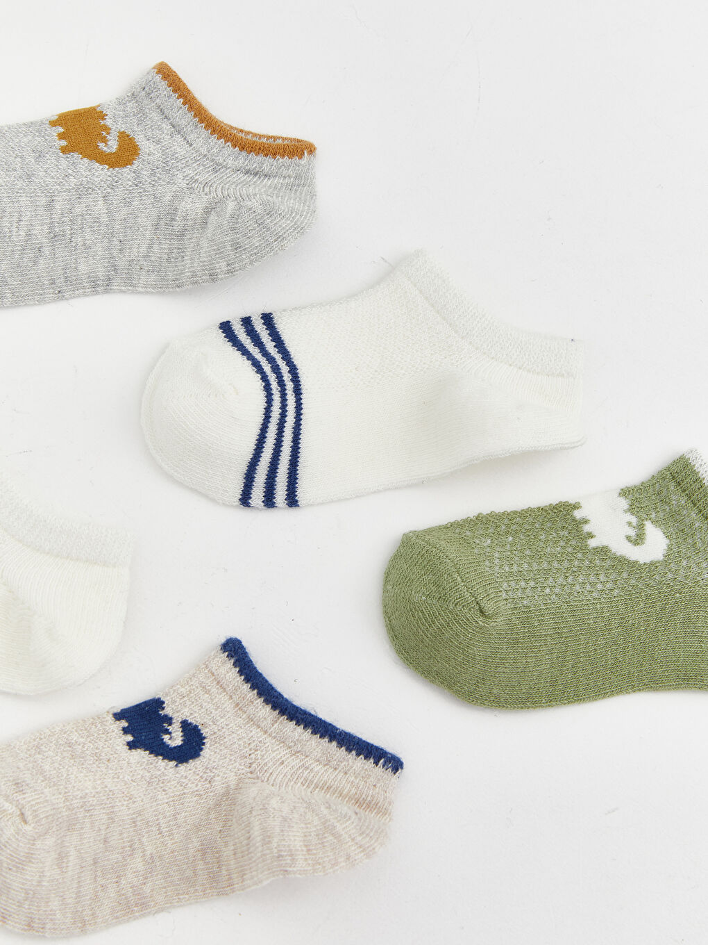 Gri Baskılı Erkek Bebek Patik Çorap 5'li-2