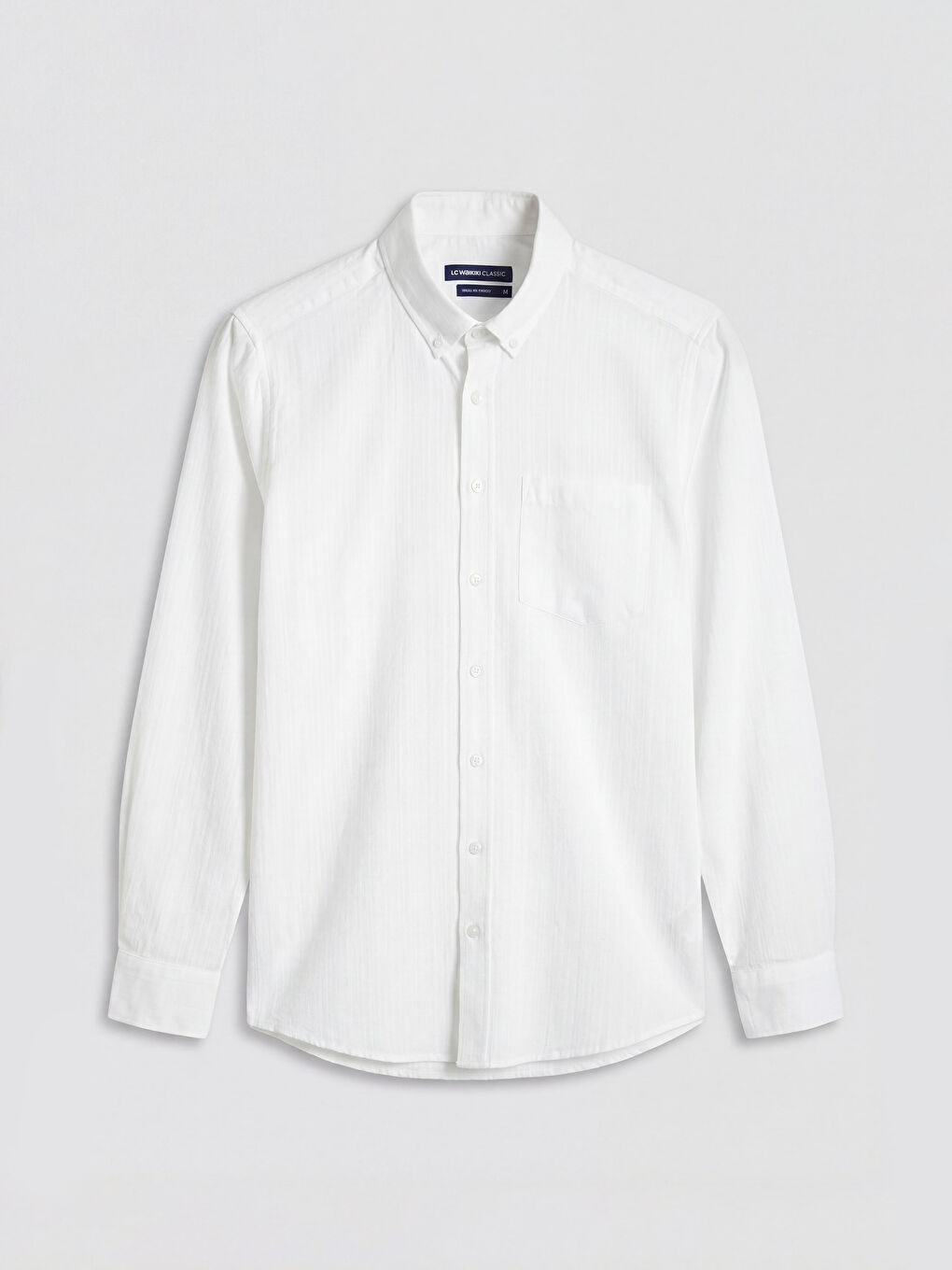 Beyaz Regullar Fit Krinkle Erkek Dokulu Gömlek