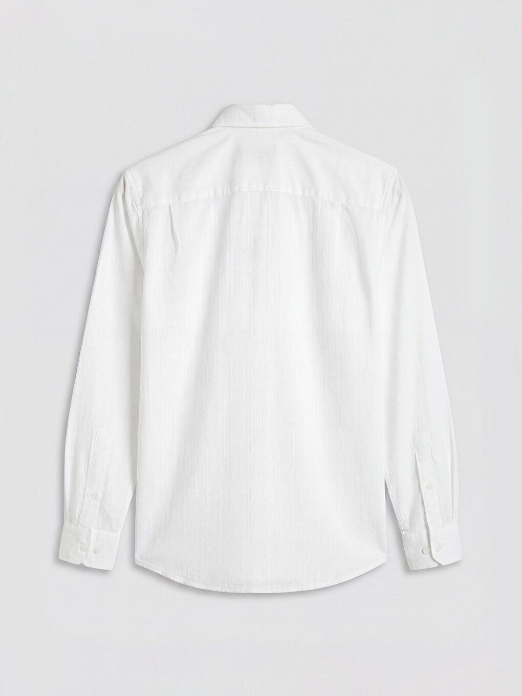 Beyaz Regullar Fit Krinkle Erkek Dokulu Gömlek-1