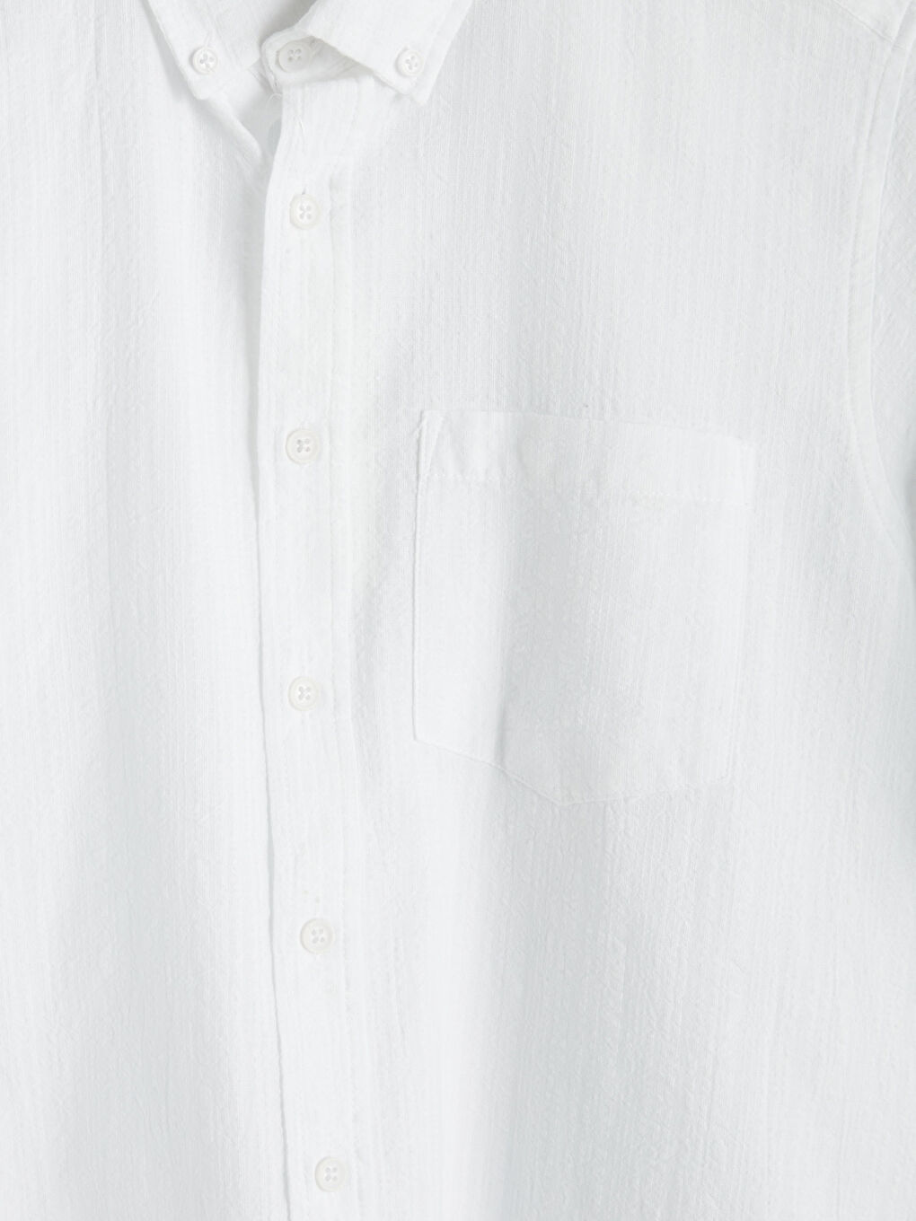 Beyaz Regullar Fit Krinkle Erkek Dokulu Gömlek-2