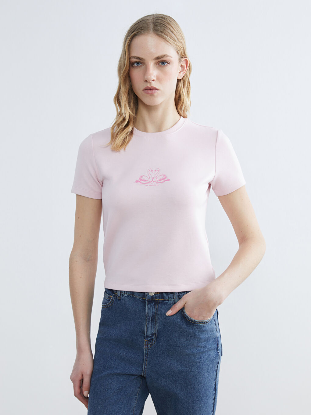 Crew Neck Printed Women's T-Shirt-2