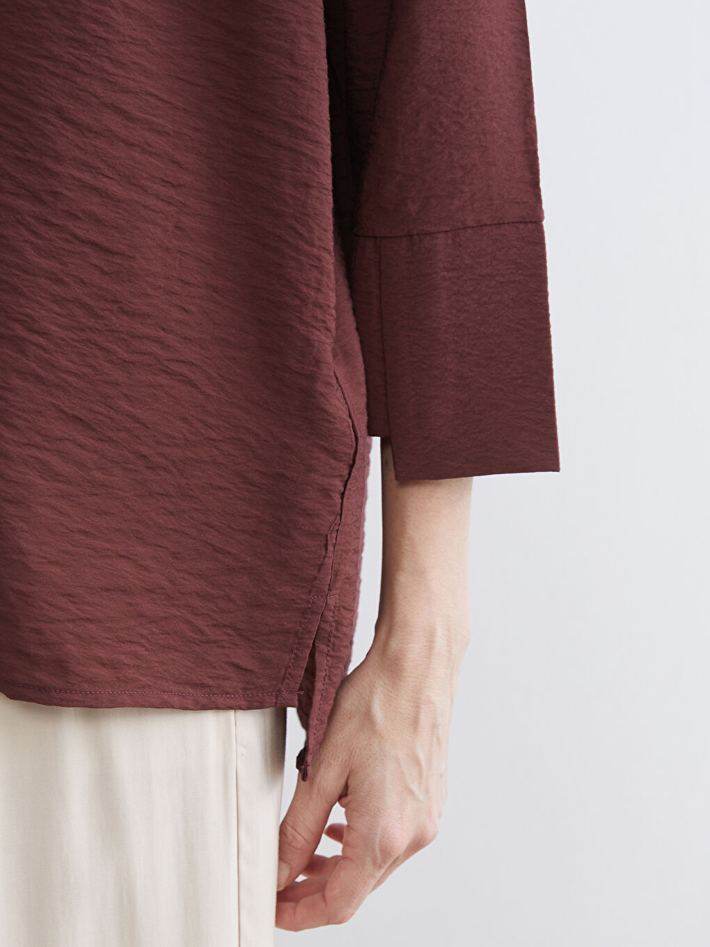 Bordo Dokulu Kadın Gömlek-2