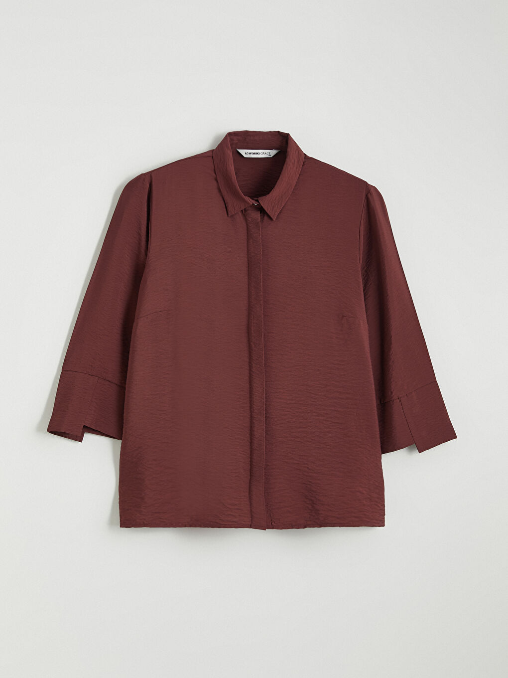 Bordo Dokulu Kadın Gömlek-4