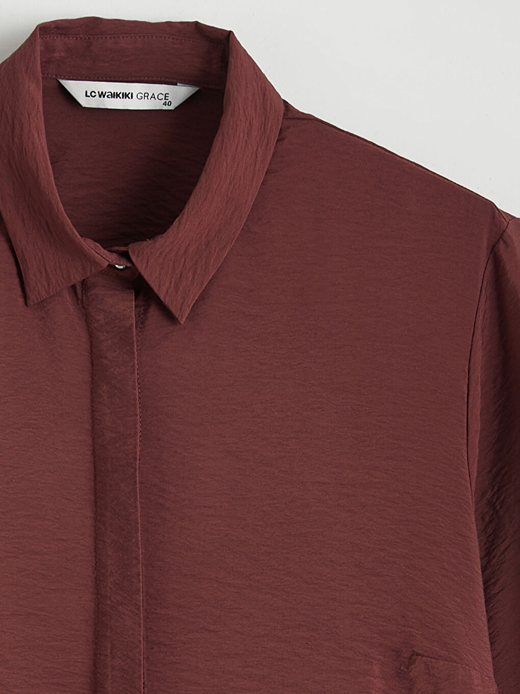 Bordo Dokulu Kadın Gömlek-5