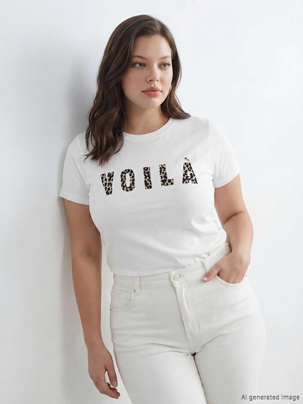 Rundhalsausschnitt Bedrucktes T-Shirt für Damen-1
