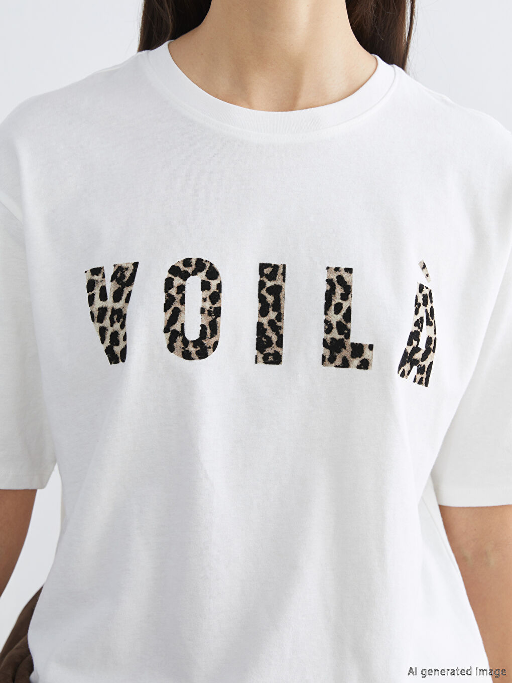Rundhalsausschnitt Bedrucktes T-Shirt für Damen-4