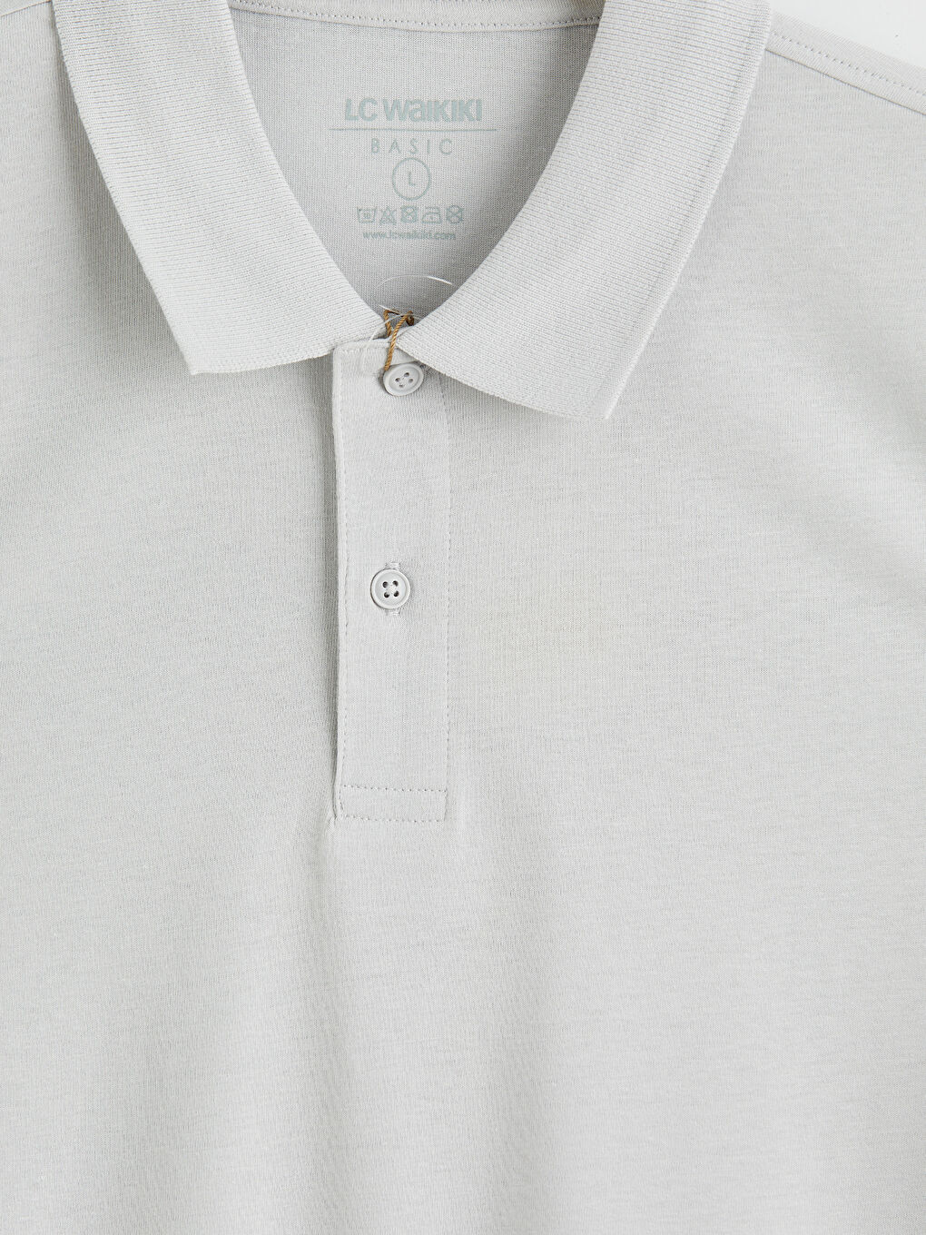 Gri Standart Fit Polo Yaka Penye Erkek Tişört-6