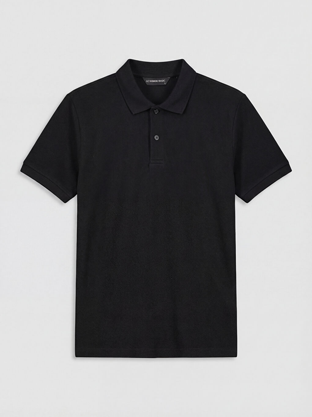 Siyah Polo Yaka Penye Erkek Tişört-4