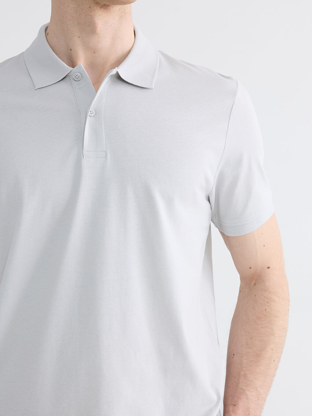 Gri Standart Fit Polo Yaka Penye Erkek Tişört-2