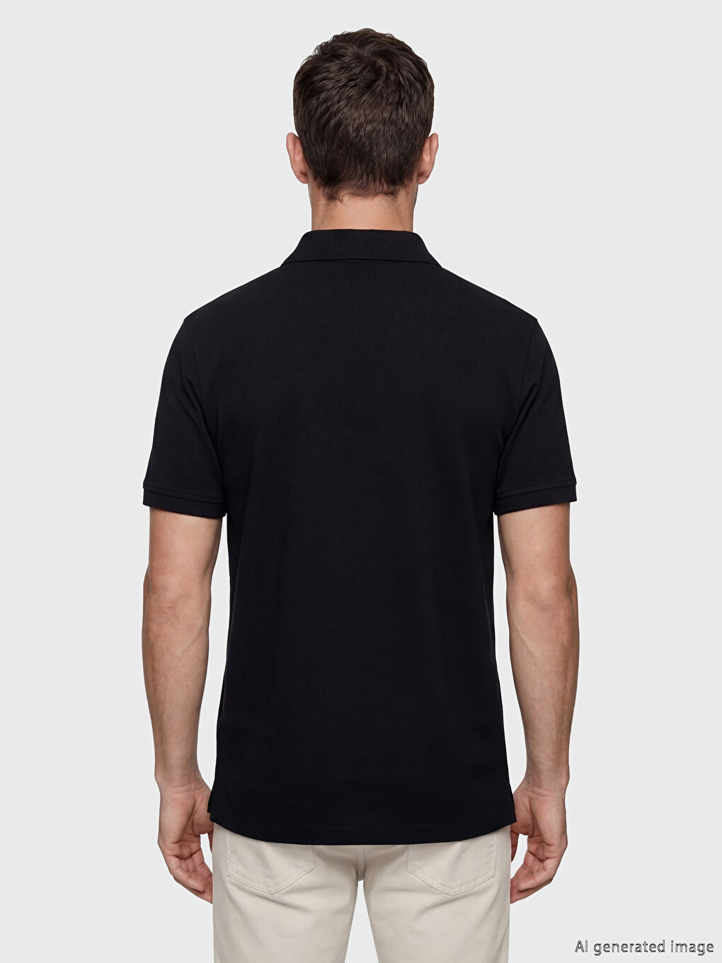 Siyah Polo Yaka Penye Erkek Tişört-3