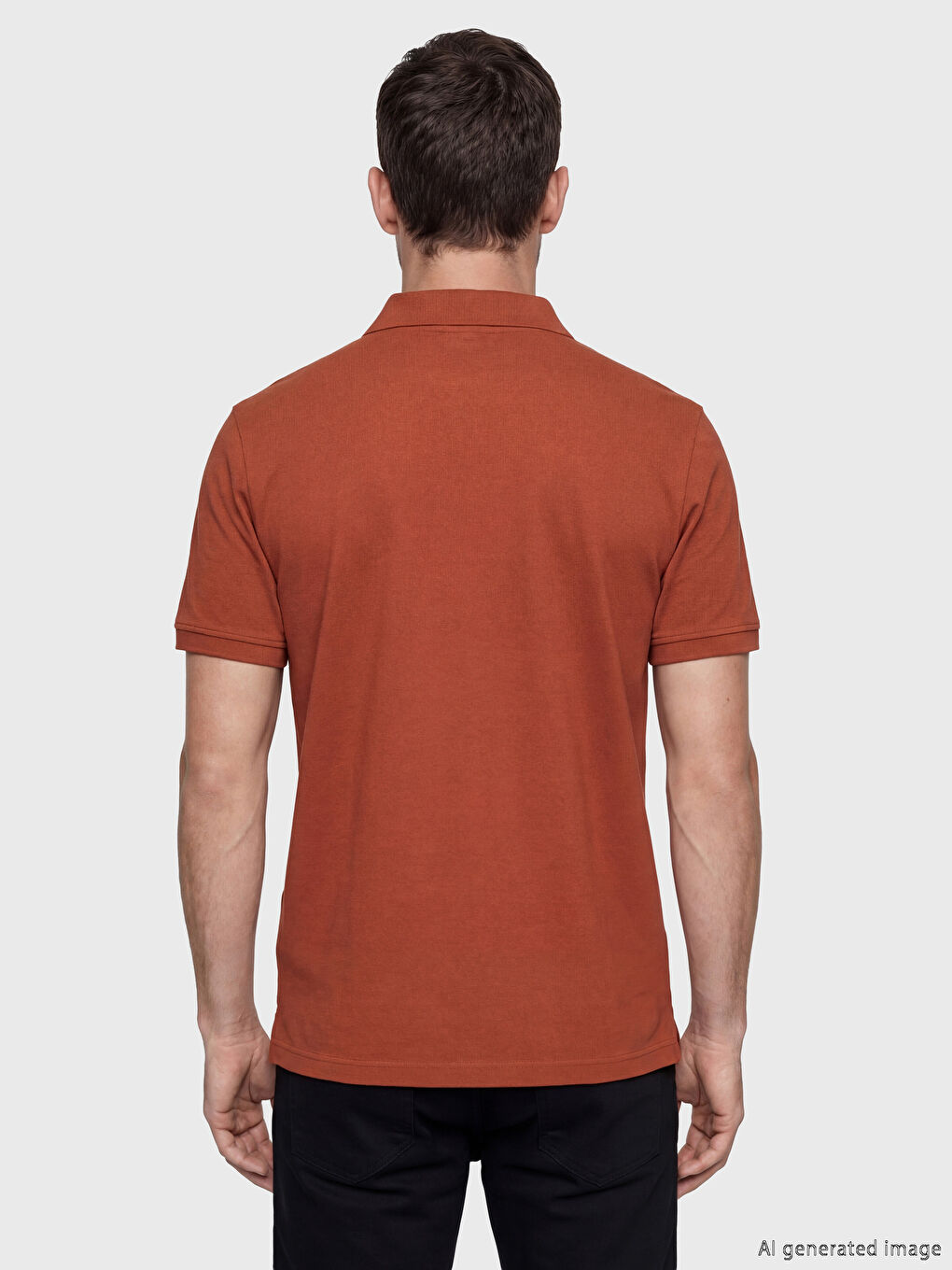 Kahverengi Standart Fit Polo Yaka Penye Erkek Tişört-3