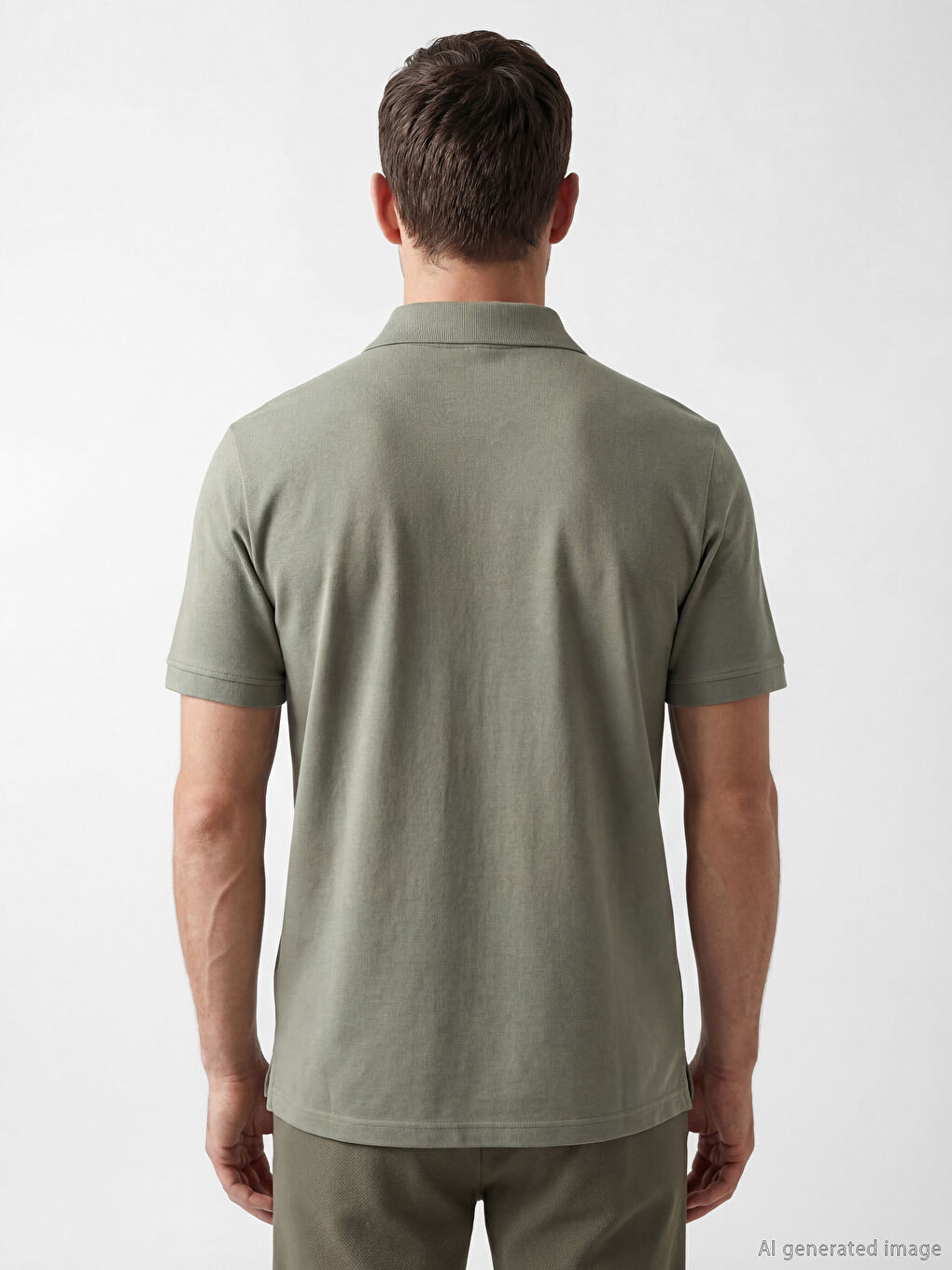 Haki Standart Fit Polo Yaka Penye Erkek Tişört-3