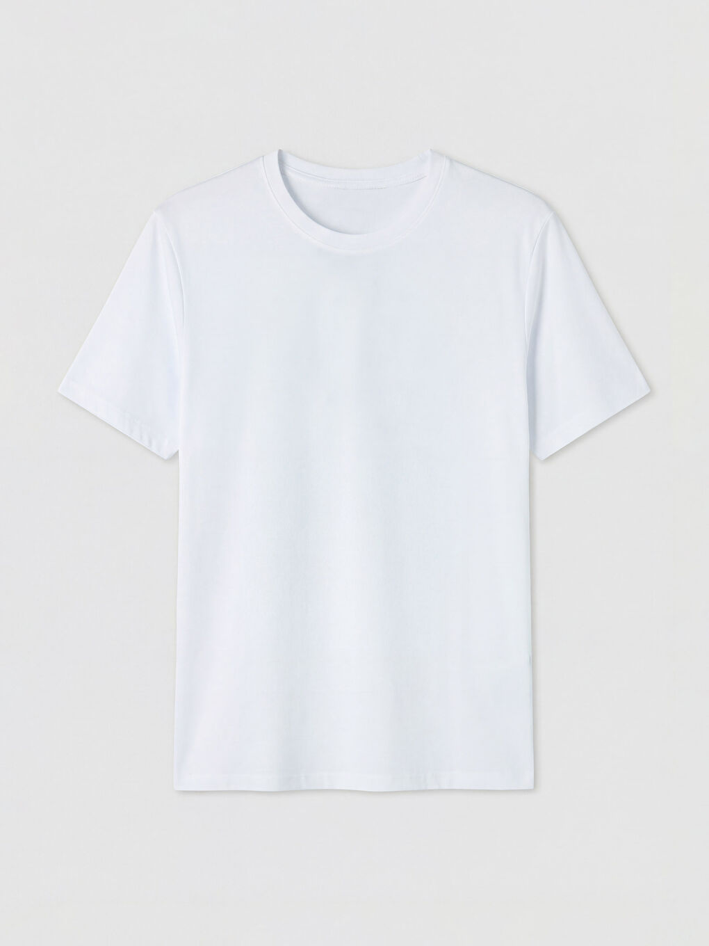 Beyaz Bisiklet Yaka Penye Erkek Tişört