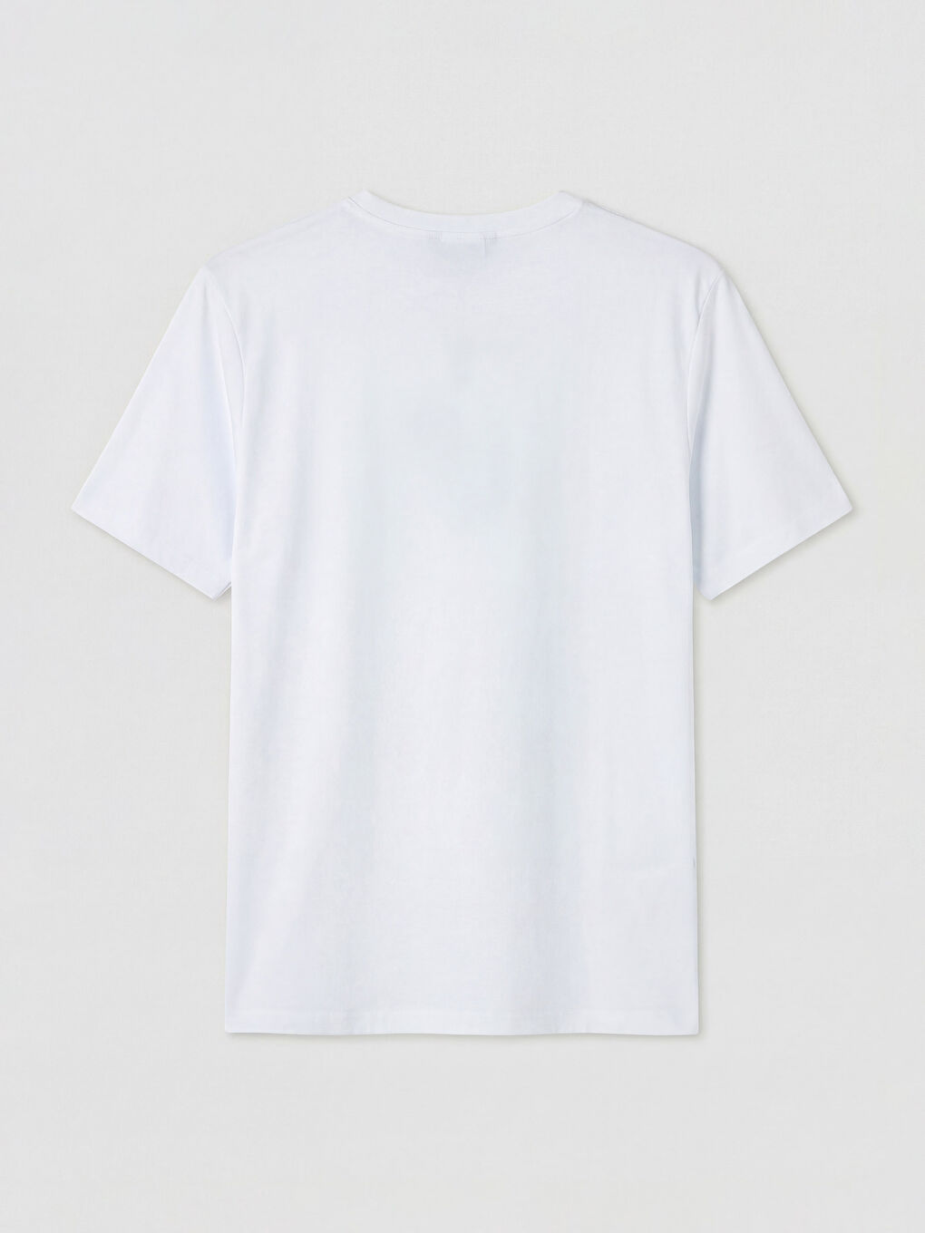 Beyaz Bisiklet Yaka Penye Erkek Tişört-1