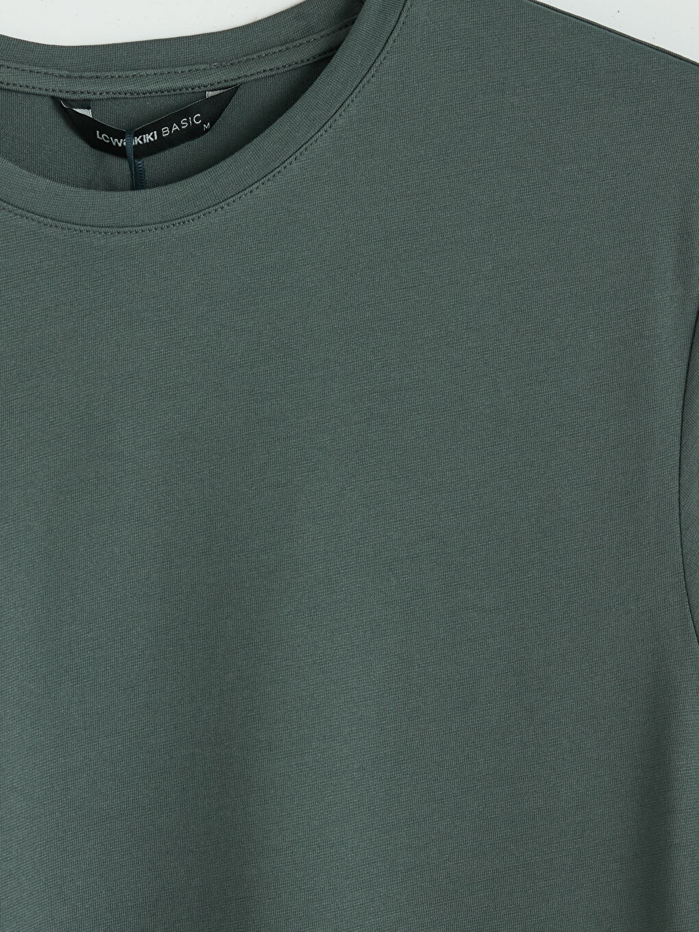 Yeşil Bisiklet Yaka Penye Erkek Tişört-2