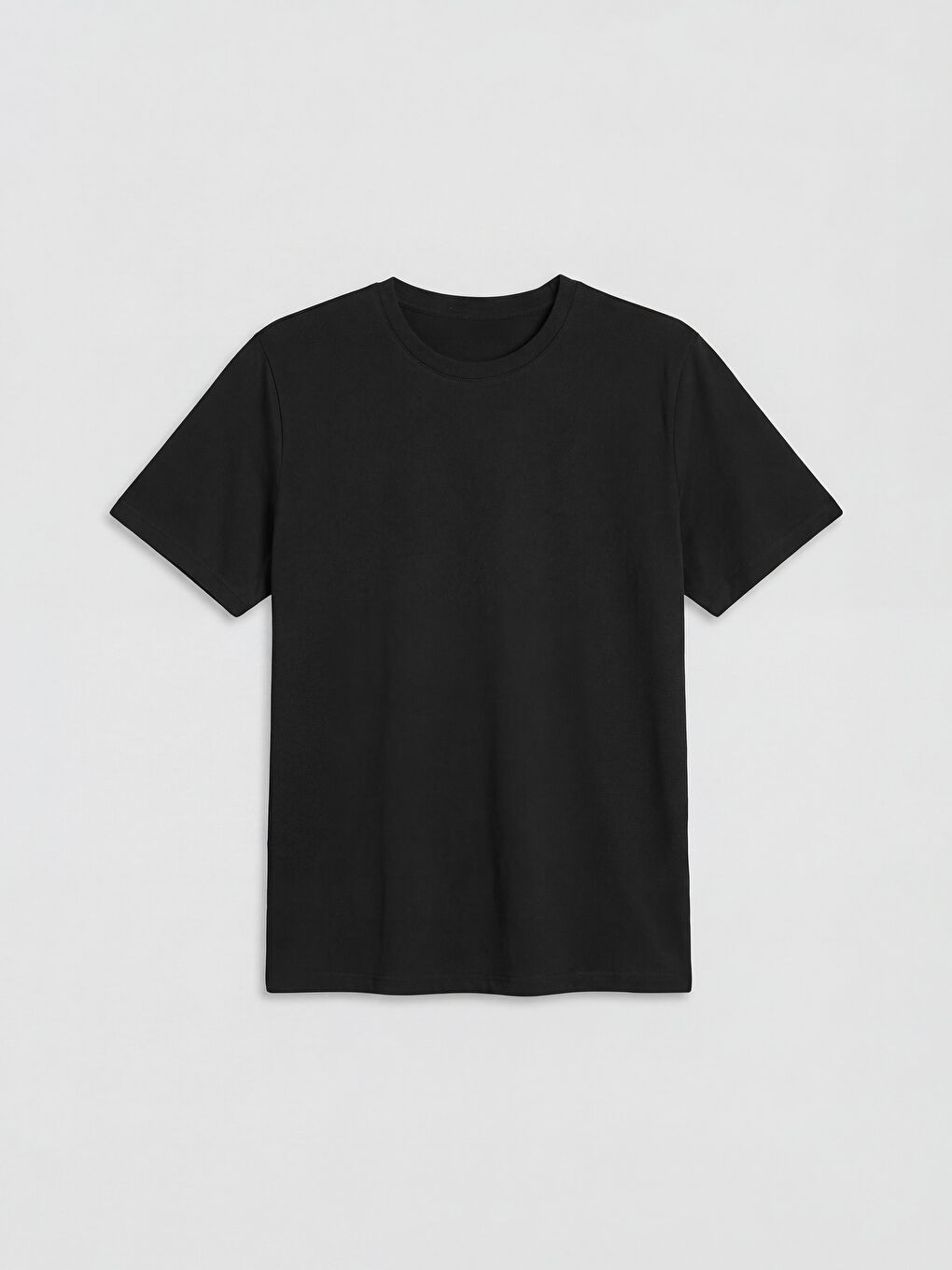 Siyah Bisiklet Yaka Penye Erkek Tişört