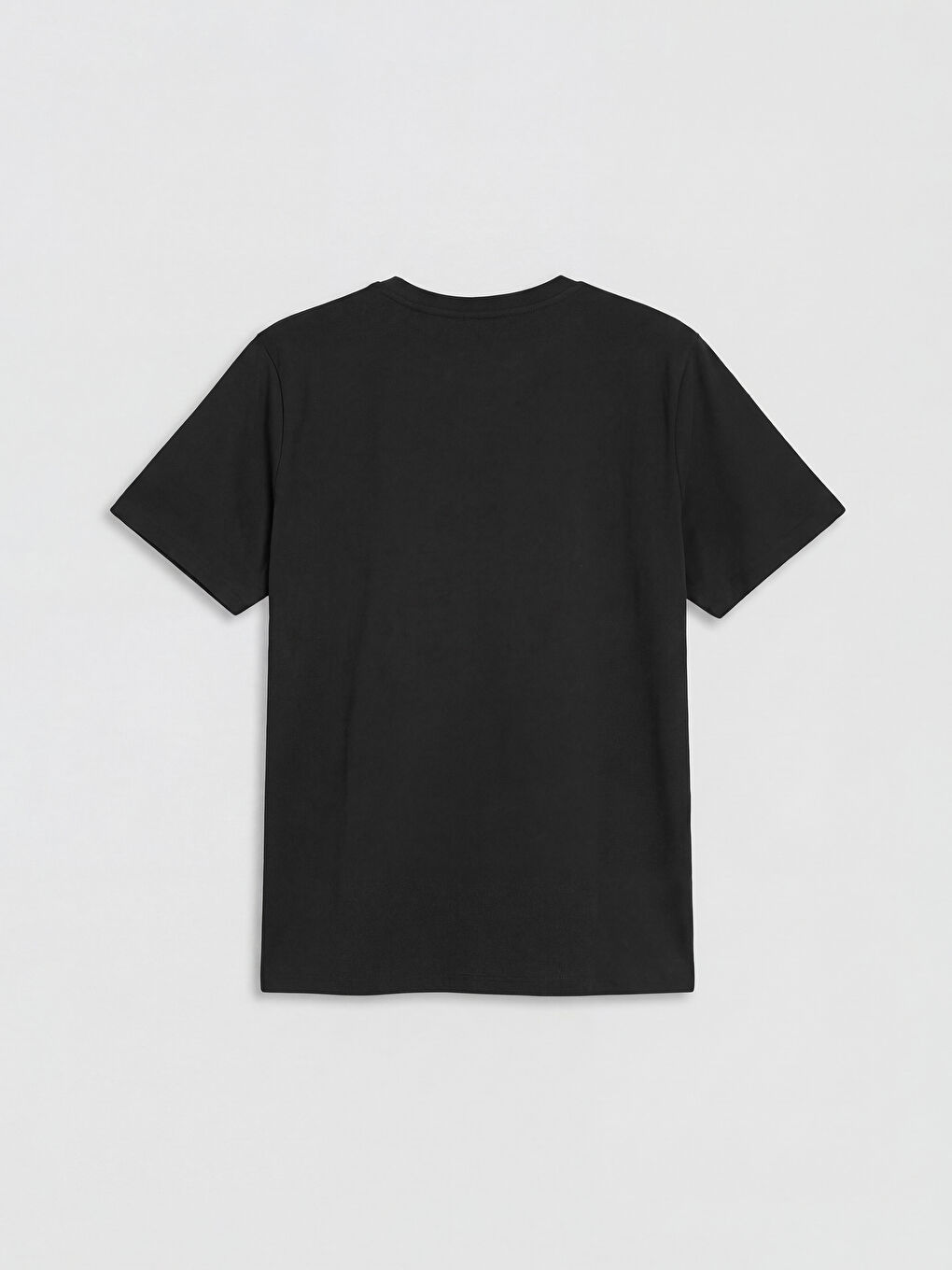 Siyah Bisiklet Yaka Penye Erkek Tişört-1