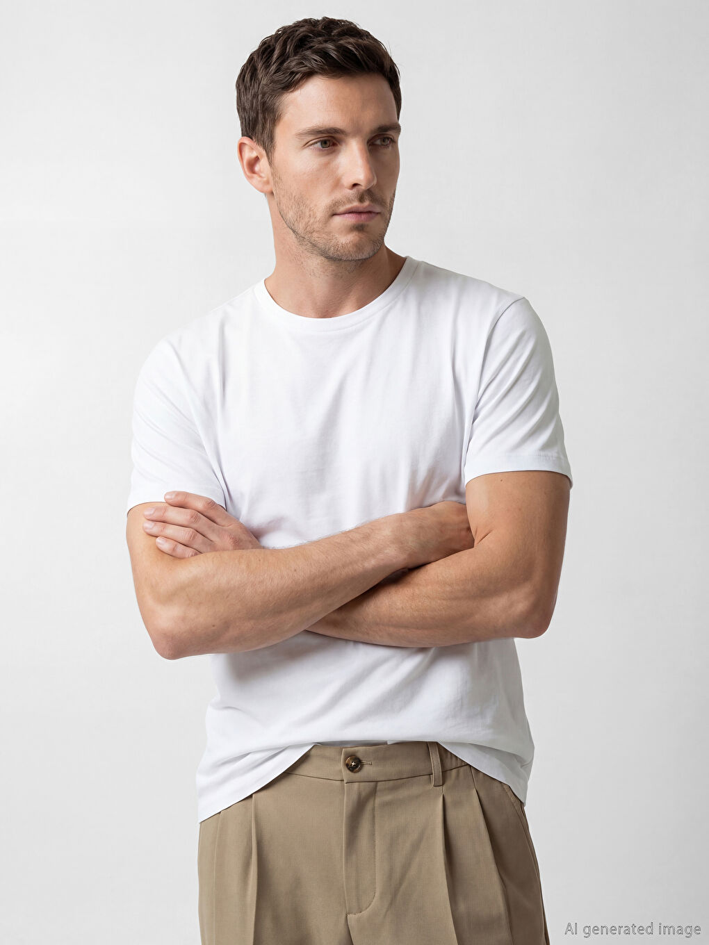 Beyaz Regular Fit Basic Erkek Dry Touch Tişört