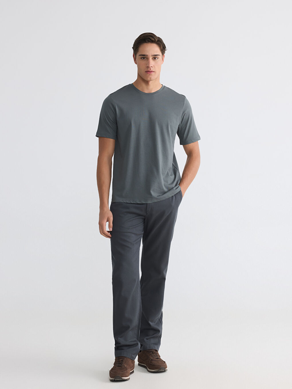 Yeşil Regular Fit Basic Erkek Dry Touch Tişört-1