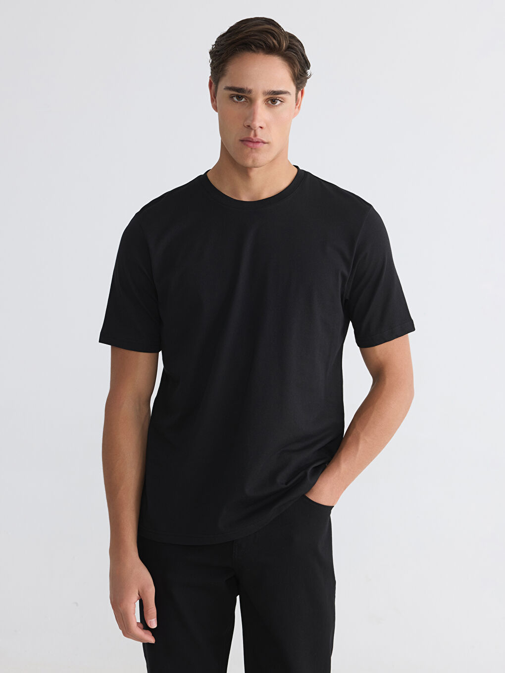 Siyah Regular Fit Basic Erkek Dry Touch Tişört