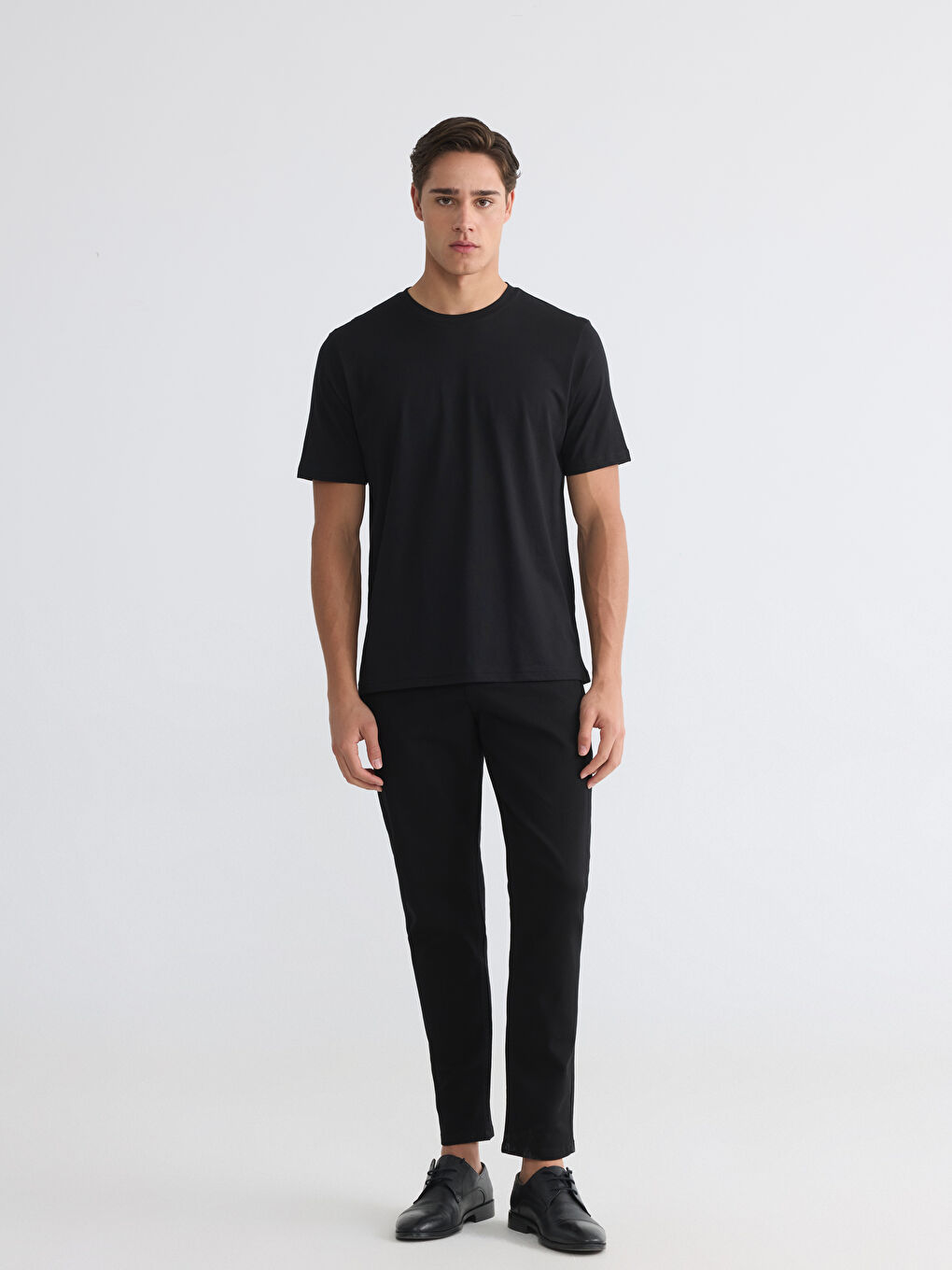 Siyah Regular Fit Basic Erkek Dry Touch Tişört-1