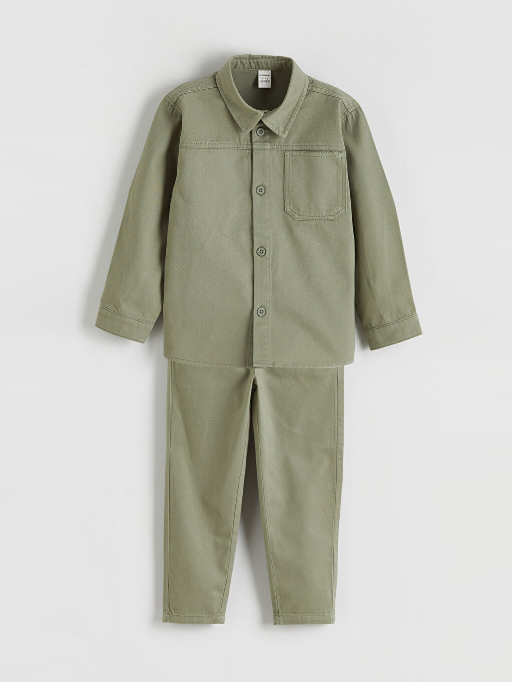 Yeşil Erkek Çocuk Gabardin Gömlek ve Pantolon