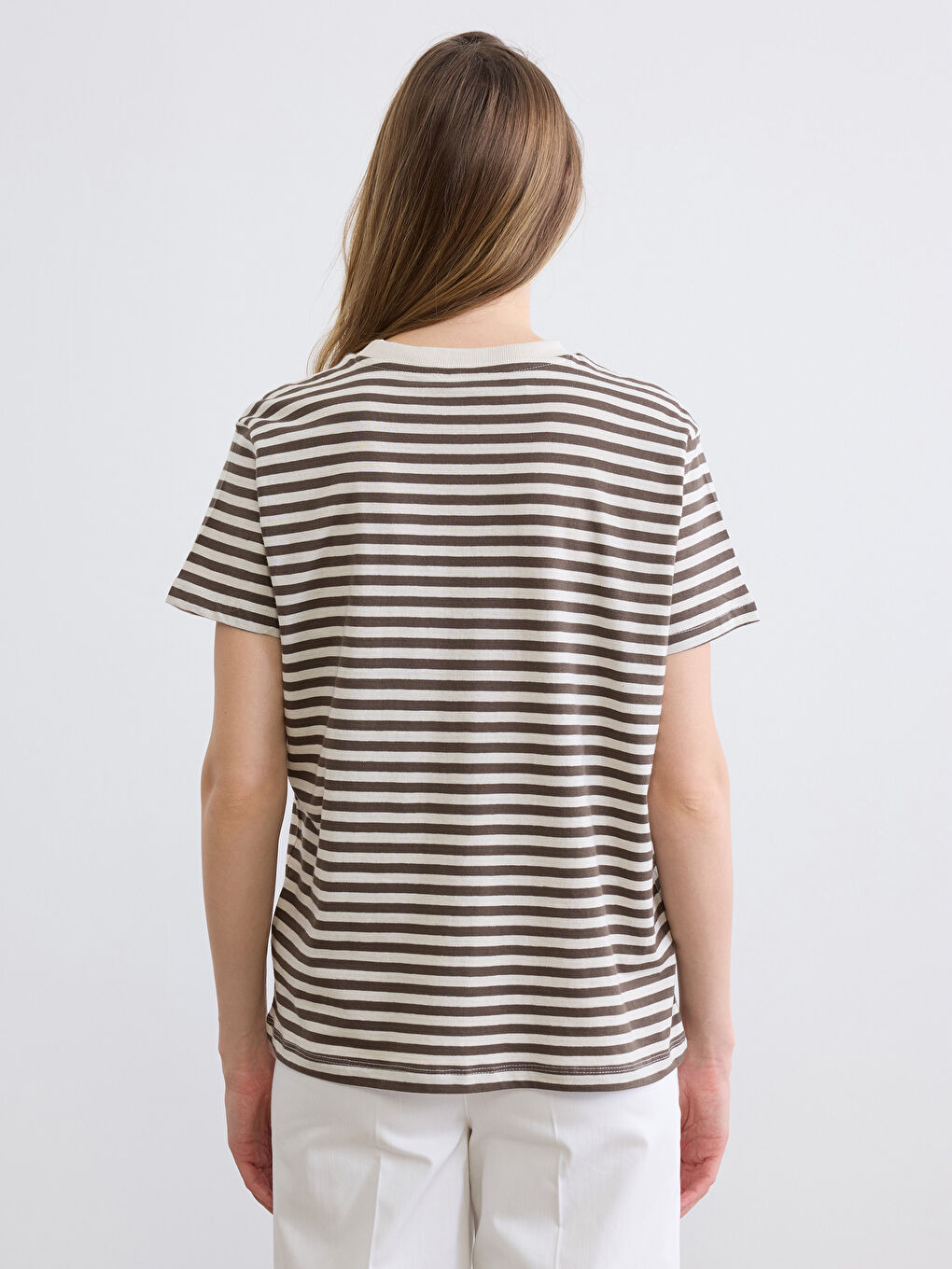 Crew Neck Striped Women's T-Shirt-3