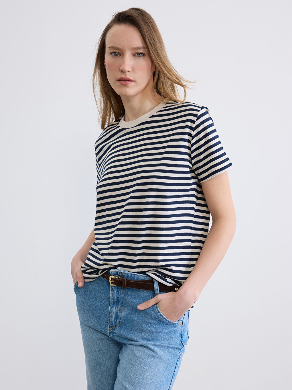 Crew Neck Striped Women's T-Shirt