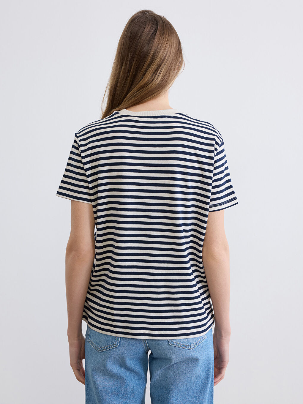 Crew Neck Striped Women's T-Shirt-3