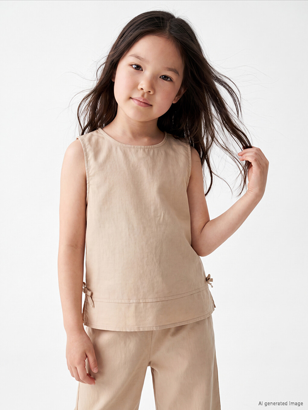 Blouse Et Pantalon En Aspect Lin Pour Filles