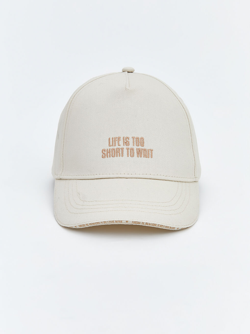 Ekru Yazı Nakışlı Kız Çocuk Kep Şapka