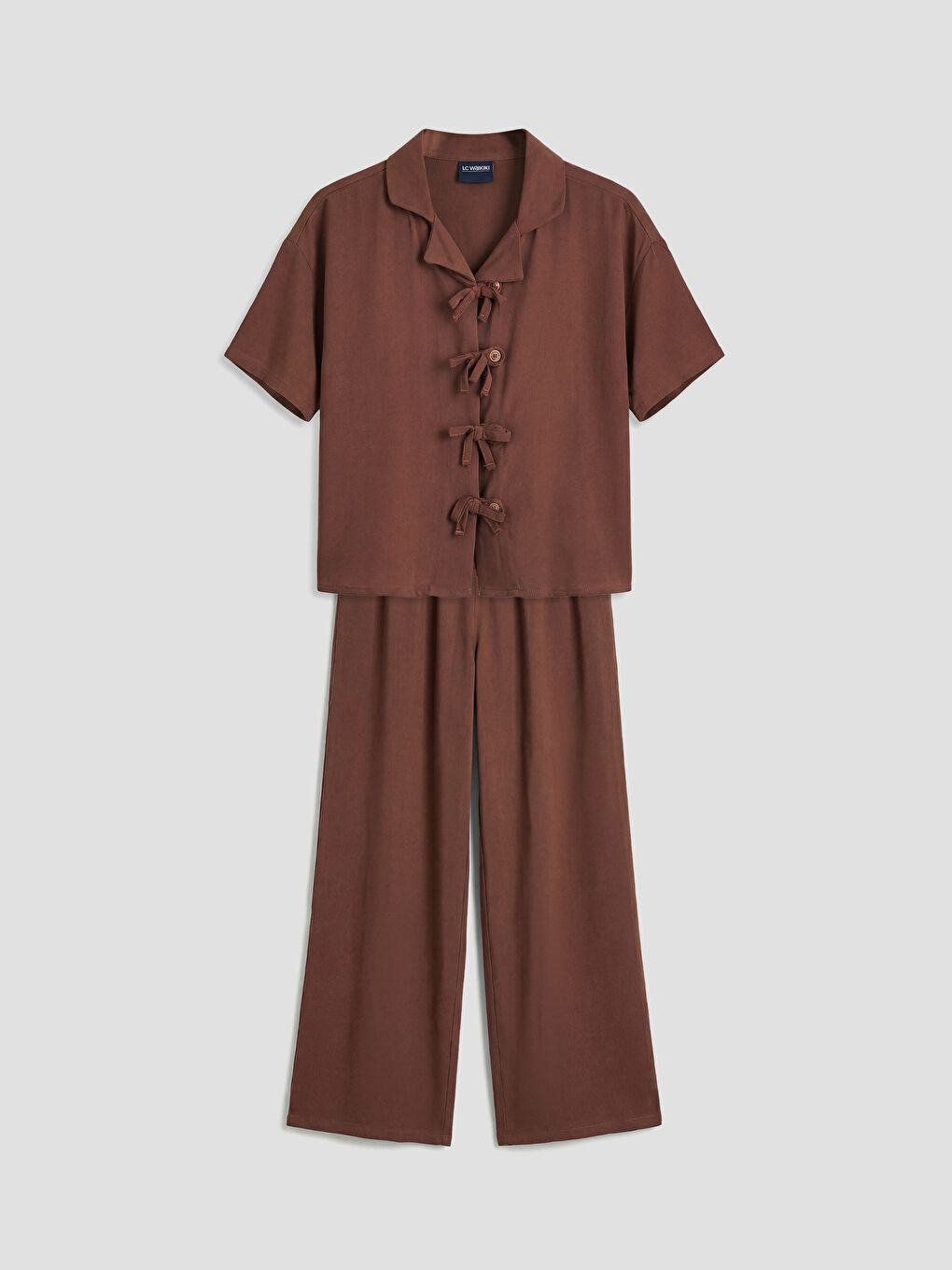 Chemise et Pantalon Fille avec Détail Nœud