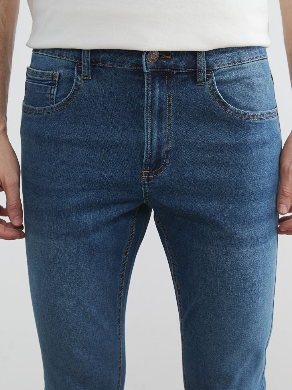 Мужчины Индиго Джинсы-2
