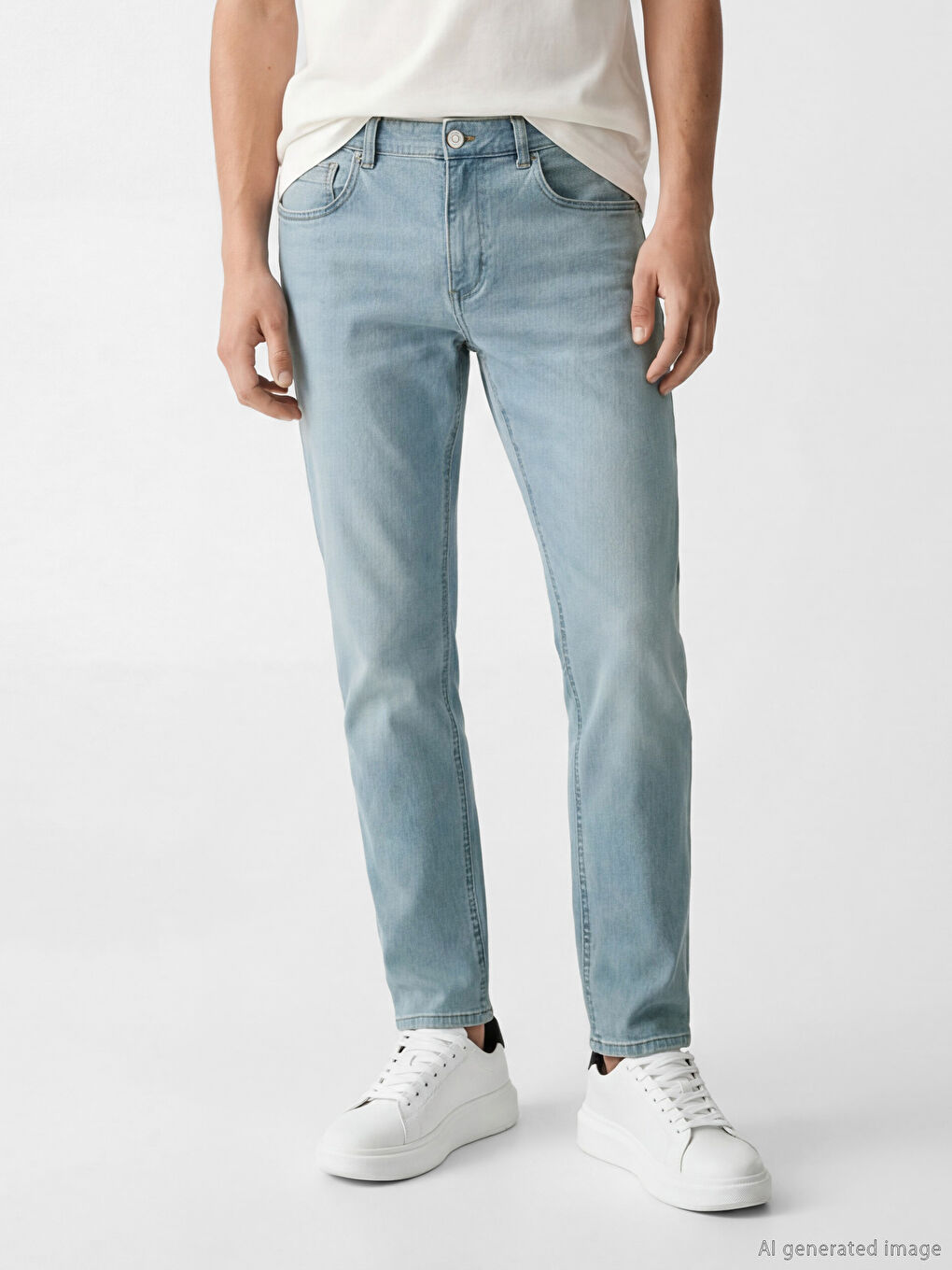 Мужчины Индиго Джинсы-1