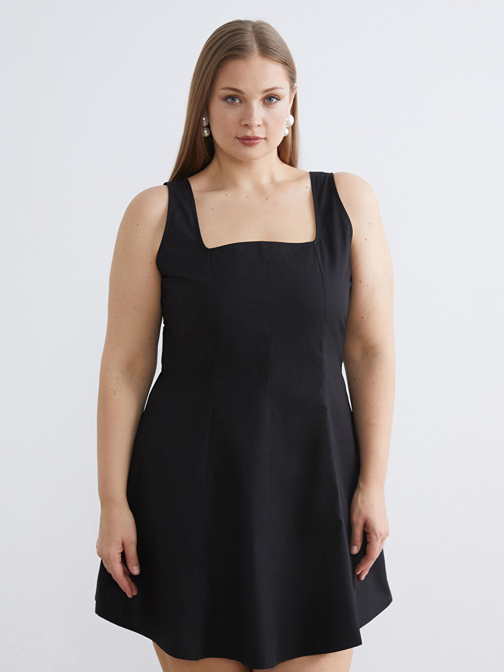 Square Neck Peplum Mini Dress-1